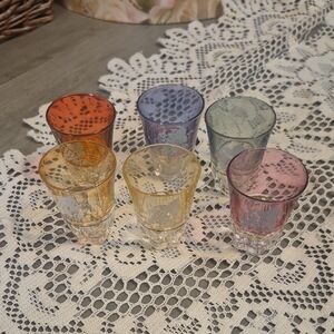 Colorful Vintage Glass Shot Set